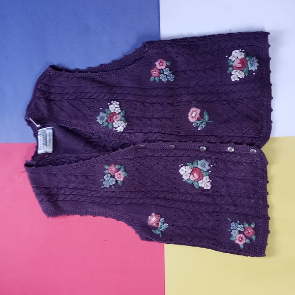 Vintage Jackets & Blazers - Vintage Women’s Hand Embroidered Floral Vest